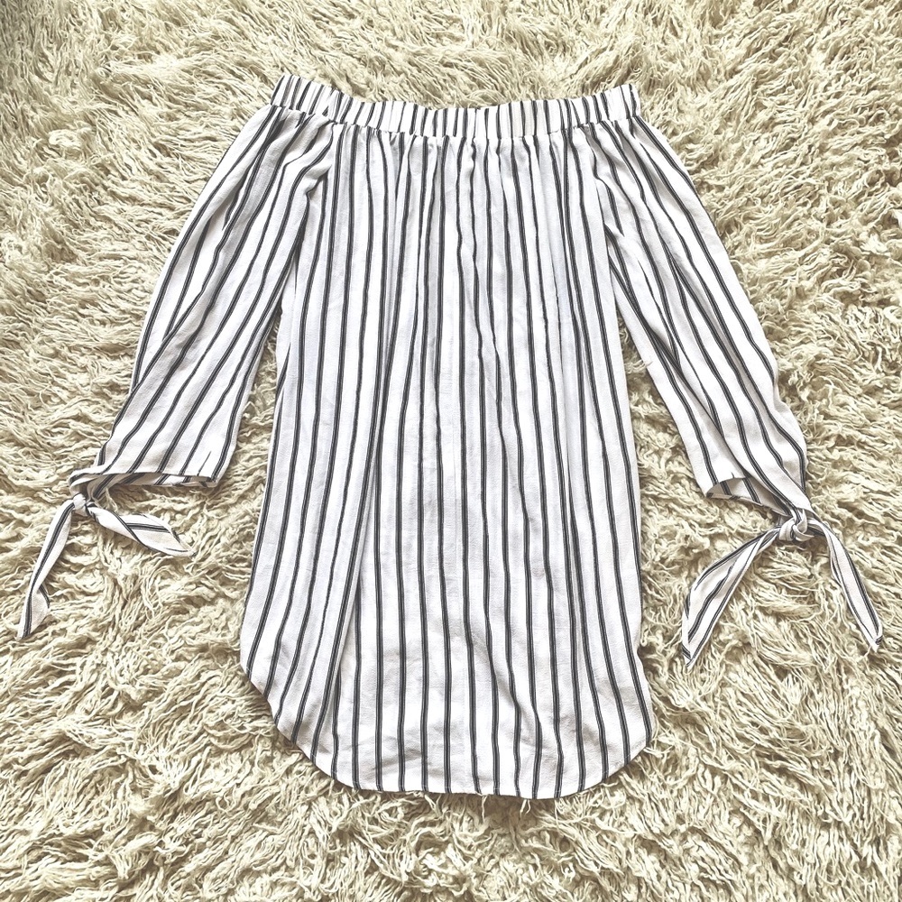 Off-The-Shoulder Striped Dress